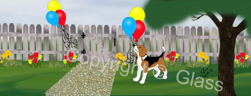 Beagle looking under fence